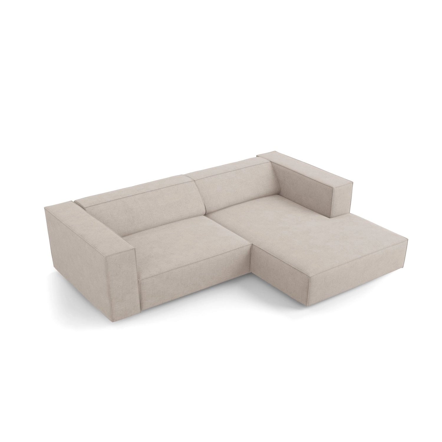 Arendal 3-Sitzer Ecksofa, Rechte Seite, aus Chenille mit Cordoptik in Dunkelbeige (Brave Me 18), 224x166x70 cm von Cosmopolitan Design – Bild 5