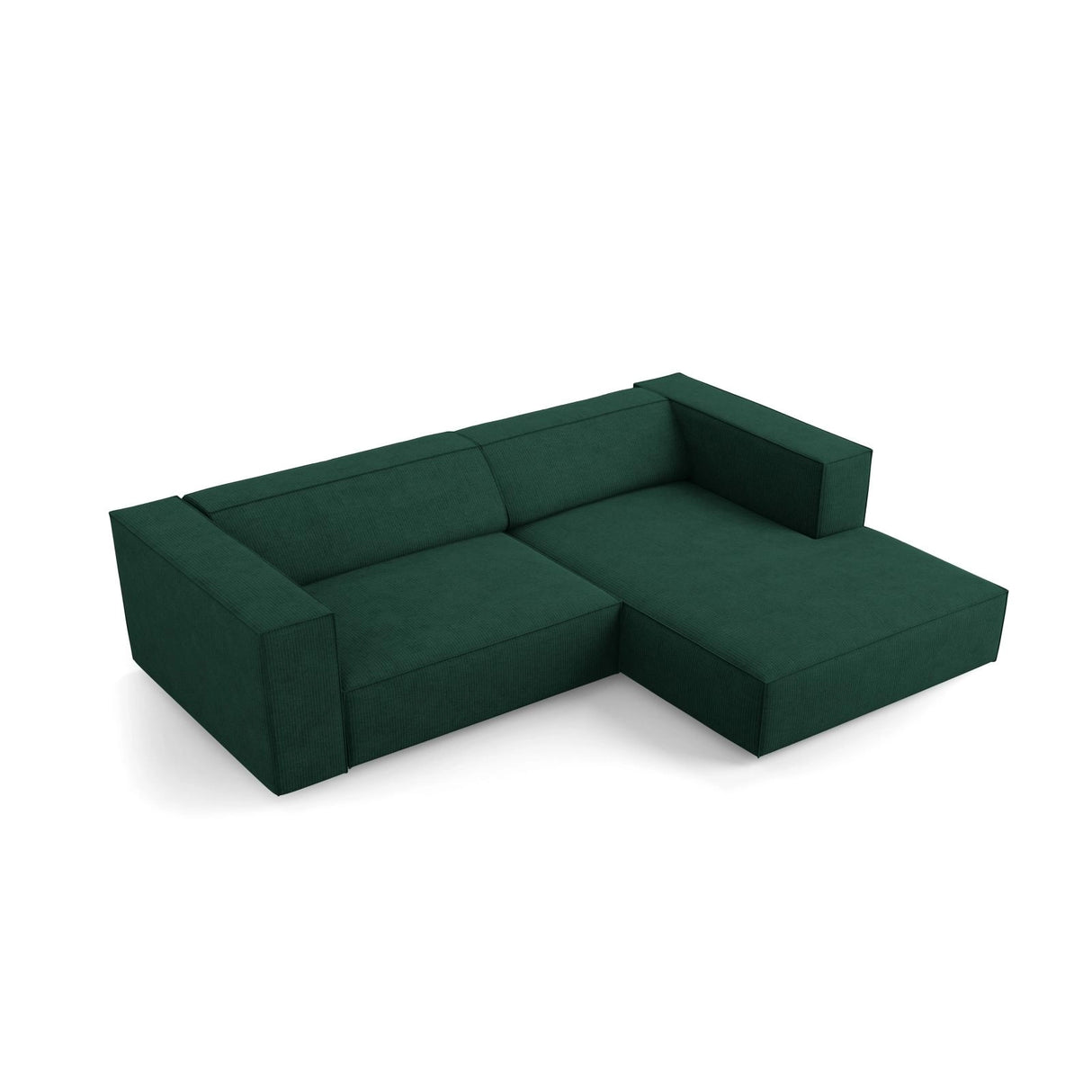Arendal 3-Sitzer Ecksofa, Rechte Seite, aus Chenille mit Cordoptik in Flaschengrün (Brave Me 10), 224x166x70 cm von Cosmopolitan Design – Bild 5
