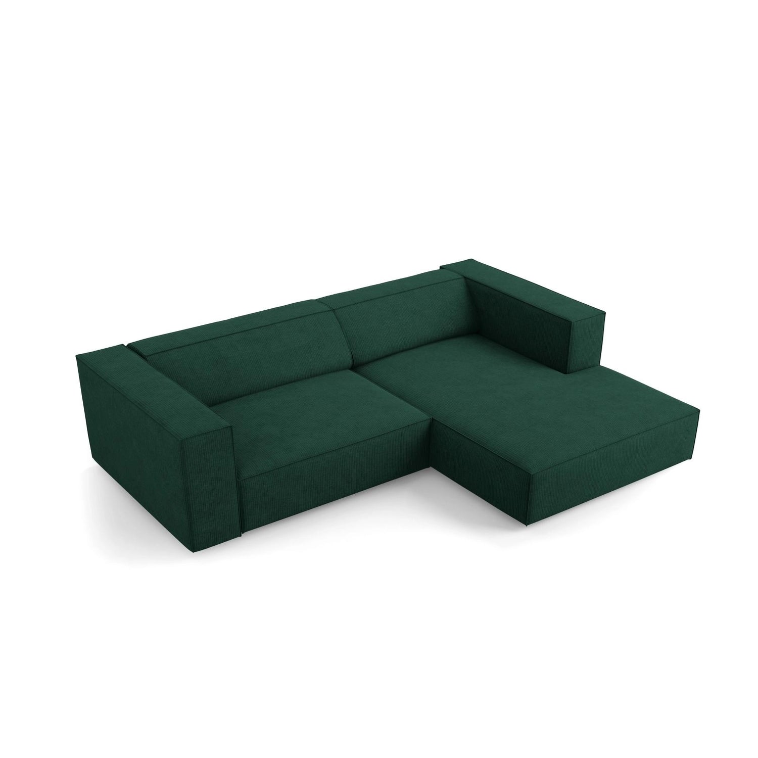 Arendal 3-Sitzer Ecksofa, Rechte Seite, aus Chenille mit Cordoptik in Flaschengrün (Brave Me 10), 224x166x70 cm von Cosmopolitan Design – Bild 5