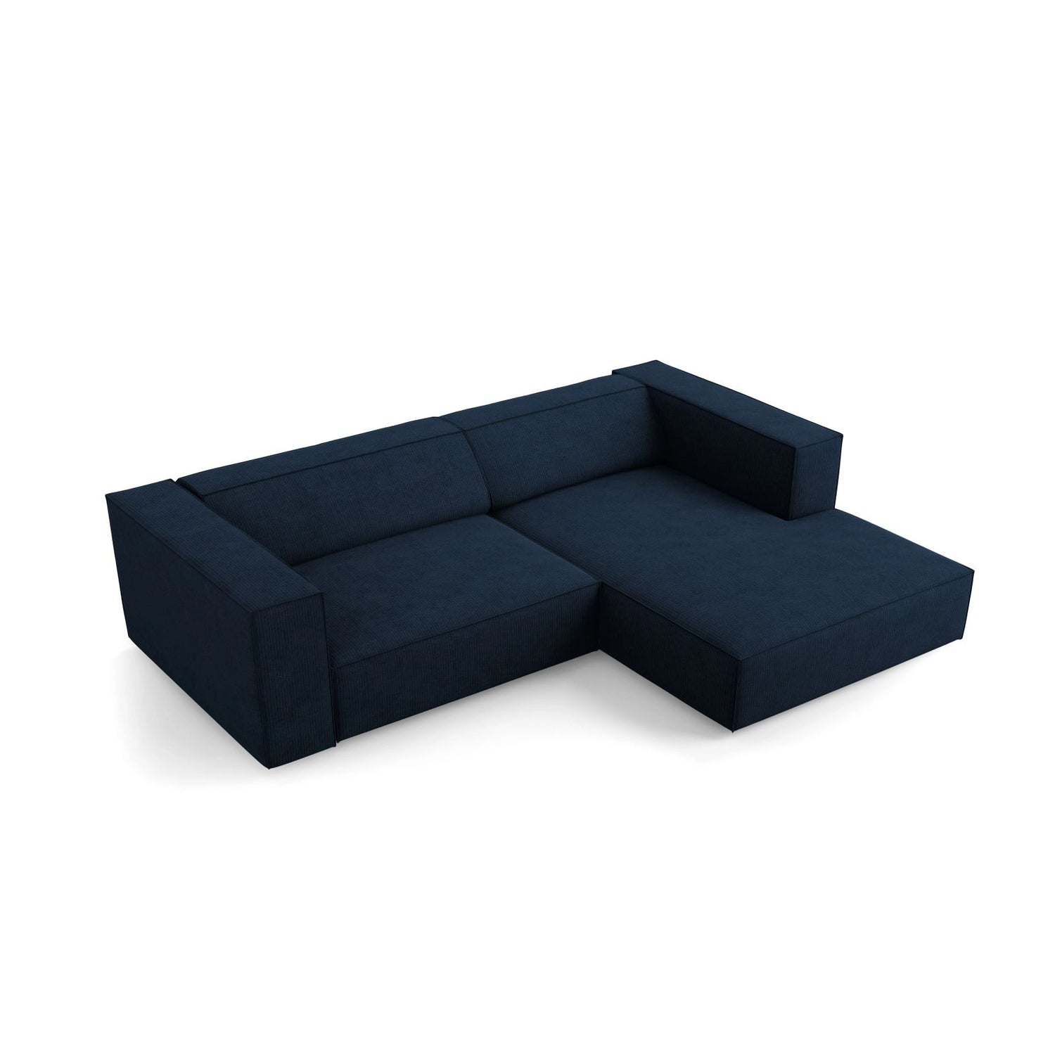 Arendal 3-Sitzer Ecksofa, Rechte Seite, aus Chenille mit Cordoptik in Königsblau (Brave Me 7), 224x166x70 cm von Cosmopolitan Design – Bild 5