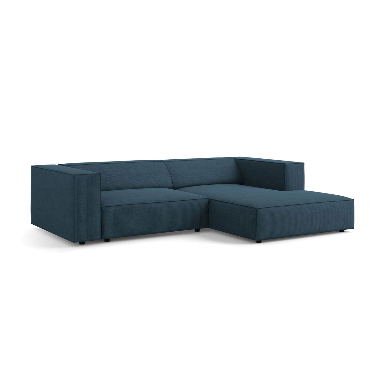 Arendal 3-Sitzer Ecksofa, Rechte Seite, aus Chenille mit Cordoptik in Marineblau (Brave Me 9), 224x166x70 cm von Cosmopolitan Design – Bild 3