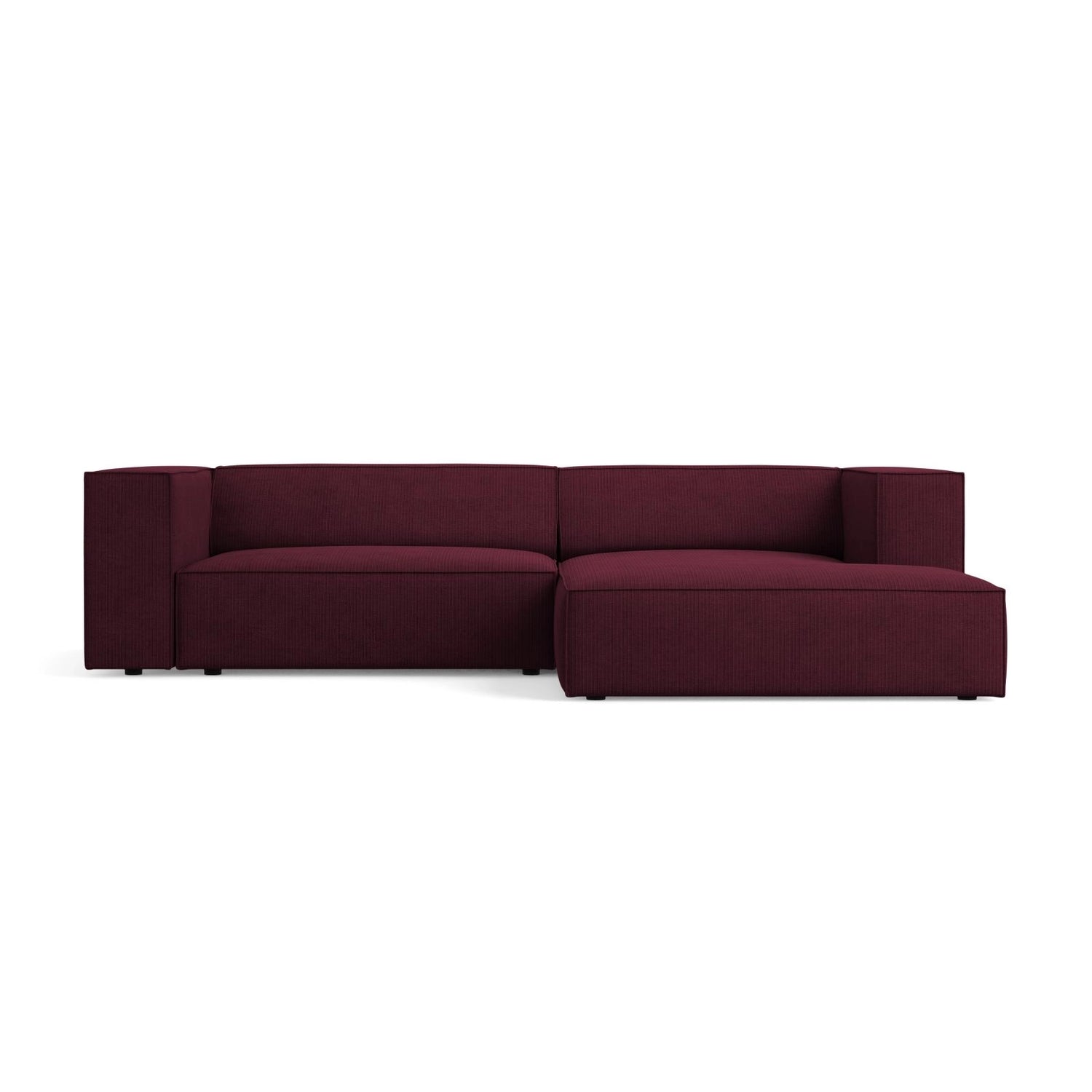 Arendal 3-Sitzer Ecksofa, Rechte Seite, aus Chenille mit Cordoptik in Rubin (Brave Me 8), 224x166x70 cm von Cosmopolitan Design – Bild 1