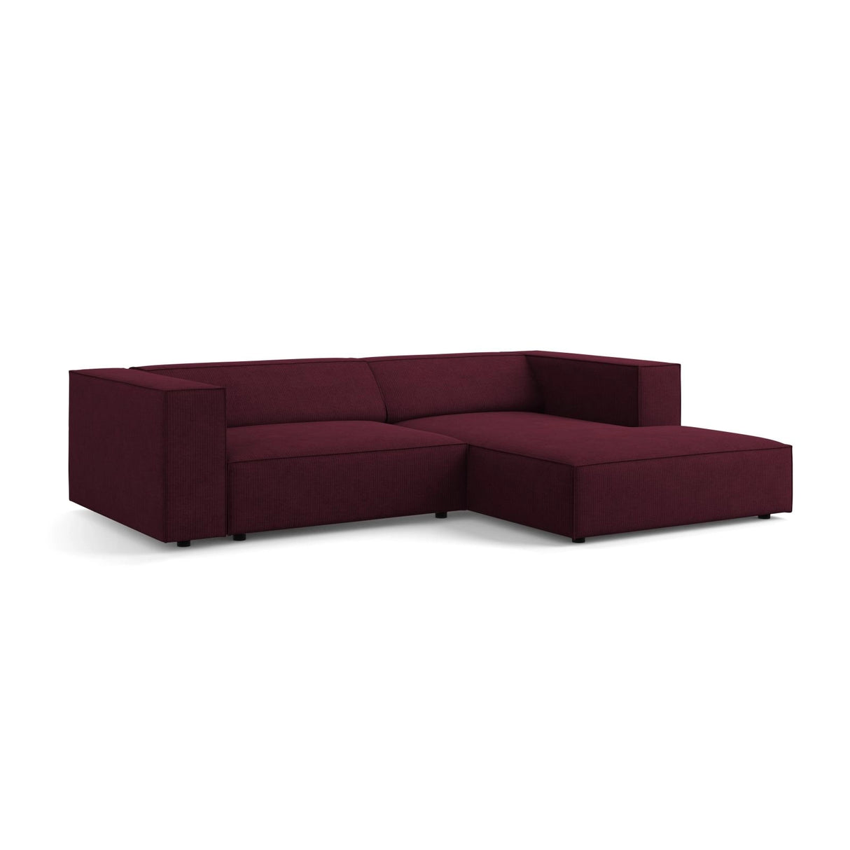 Arendal 3-Sitzer Ecksofa, Rechte Seite, aus Chenille mit Cordoptik in Rubin (Brave Me 8), 224x166x70 cm von Cosmopolitan Design – Bild 3