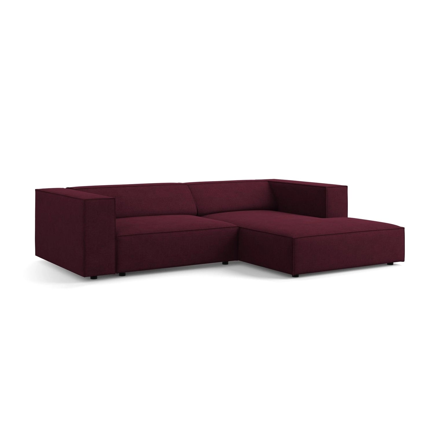 Arendal 3-Sitzer Ecksofa, Rechte Seite, aus Chenille mit Cordoptik in Rubin (Brave Me 8), 224x166x70 cm von Cosmopolitan Design – Bild 3