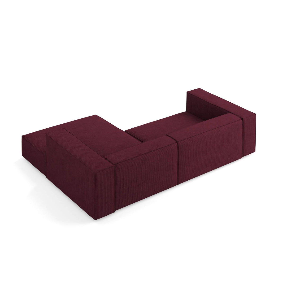 Arendal 3-Sitzer Ecksofa, Rechte Seite, aus Chenille mit Cordoptik in Rubin (Brave Me 8), 224x166x70 cm von Cosmopolitan Design – Bild 4
