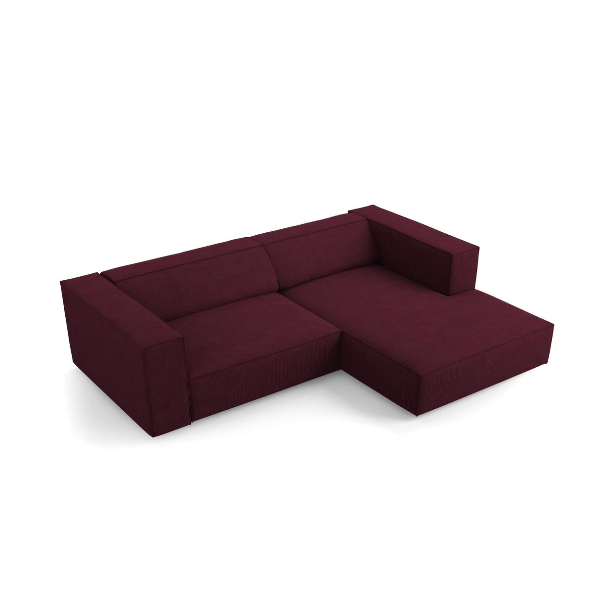 Arendal 3-Sitzer Ecksofa, Rechte Seite, aus Chenille mit Cordoptik in Rubin (Brave Me 8), 224x166x70 cm von Cosmopolitan Design – Bild 5