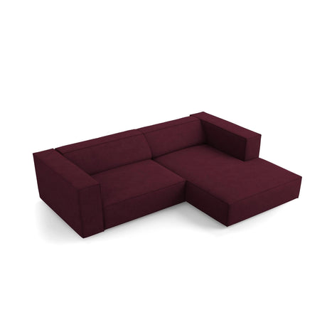 Arendal 3-Sitzer Ecksofa, Rechte Seite, aus Chenille mit Cordoptik in Rubin (Brave Me 8), 224x166x70 cm von Cosmopolitan Design – Bild 5