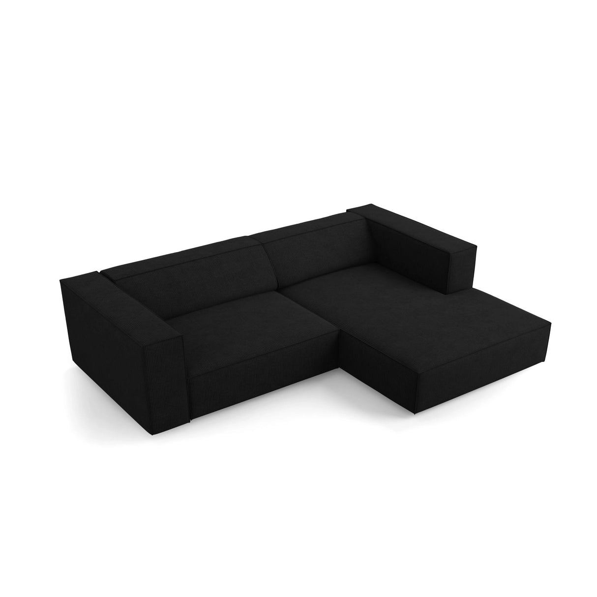 Arendal 3-Sitzer Ecksofa, Rechte Seite, aus Chenille mit Cordoptik in Schwarz (Brave Me 6), 224x166x70 cm von Cosmopolitan Design – Bild 5