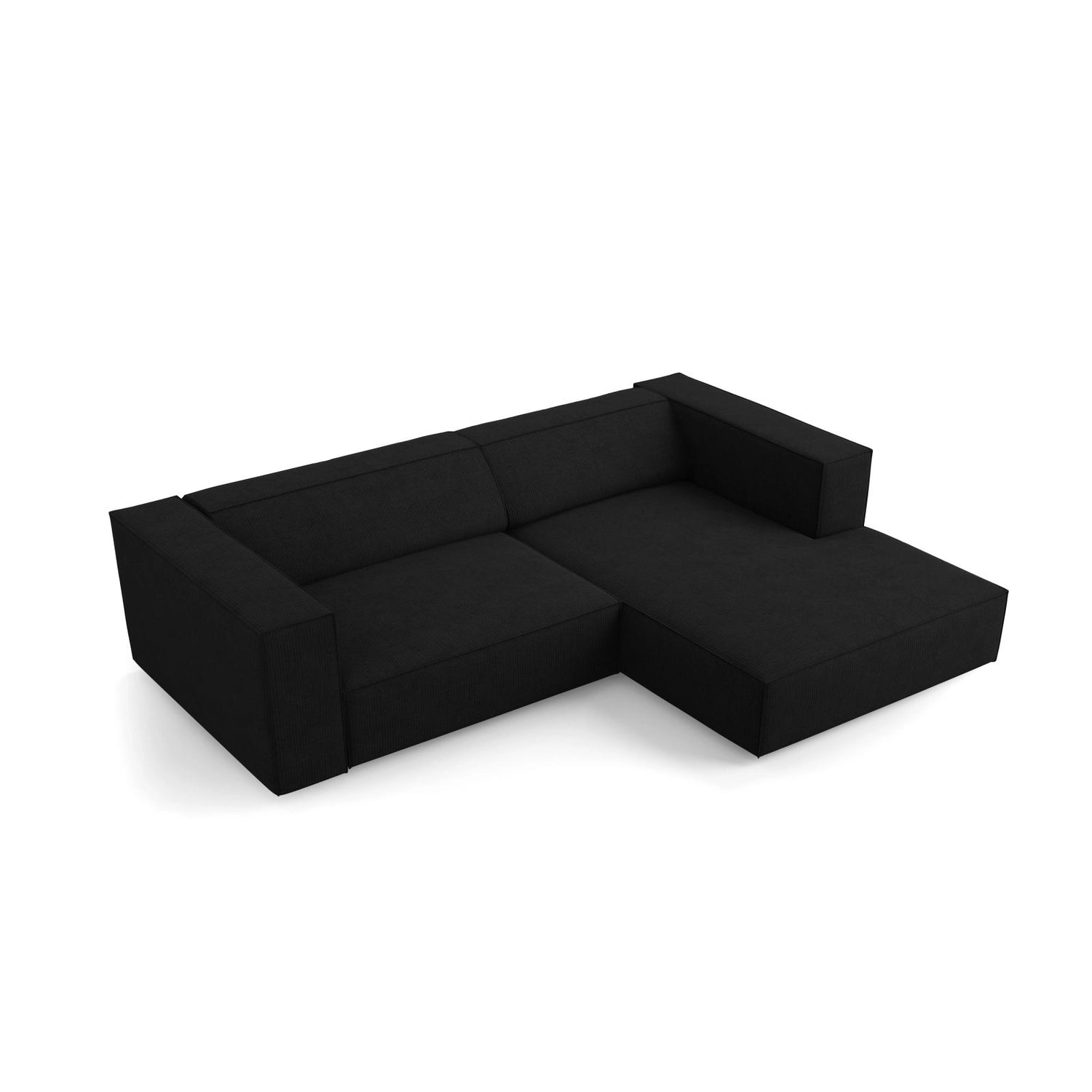 Arendal 3-Sitzer Ecksofa, Rechte Seite, aus Chenille mit Cordoptik in Schwarz (Brave Me 6), 224x166x70 cm von Cosmopolitan Design – Bild 5