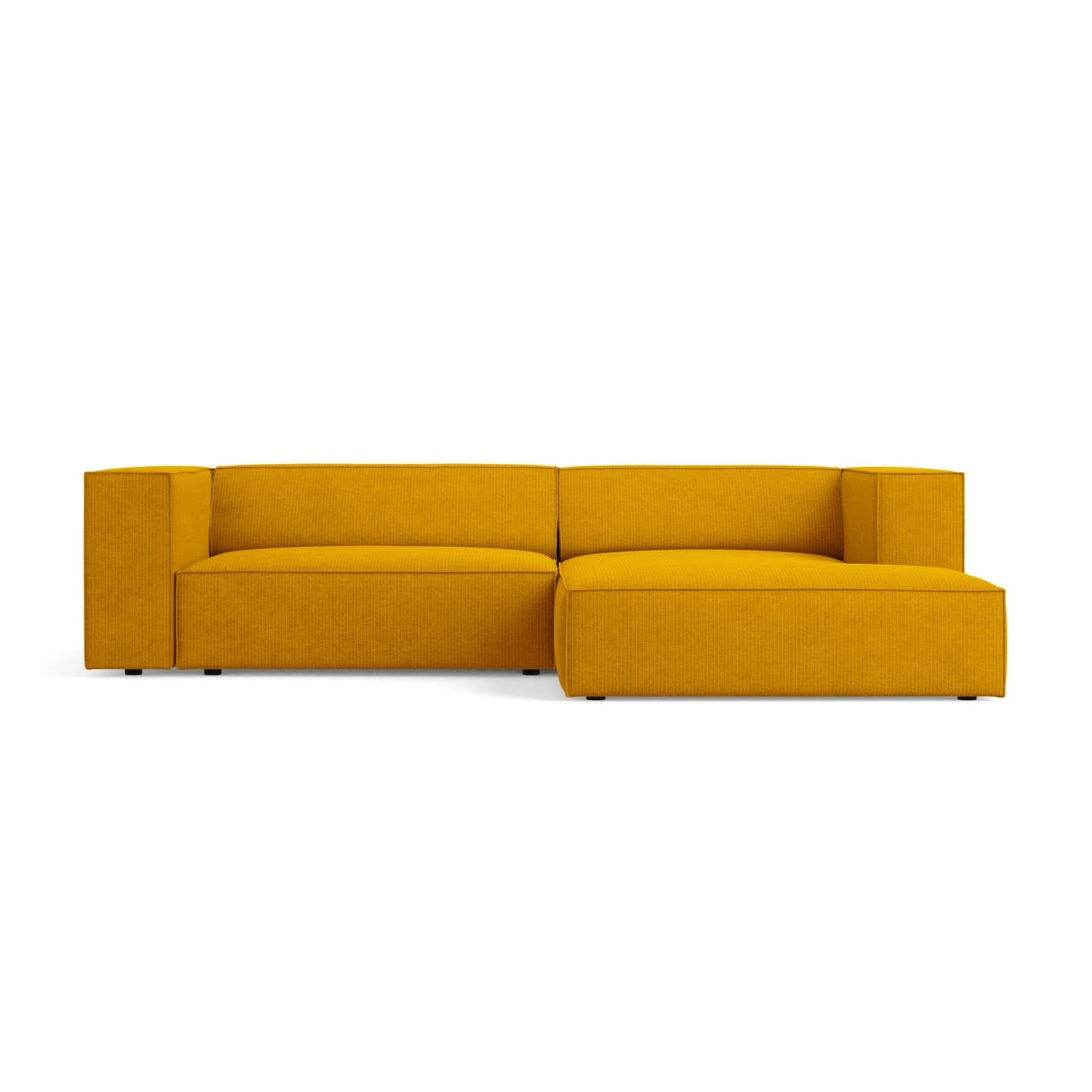 Arendal 3-Sitzer Ecksofa, Rechte Seite, aus Chenille mit Cordoptik in Senf (Brave Me 13), 224x166x70 cm von Cosmopolitan Design – Bild 1