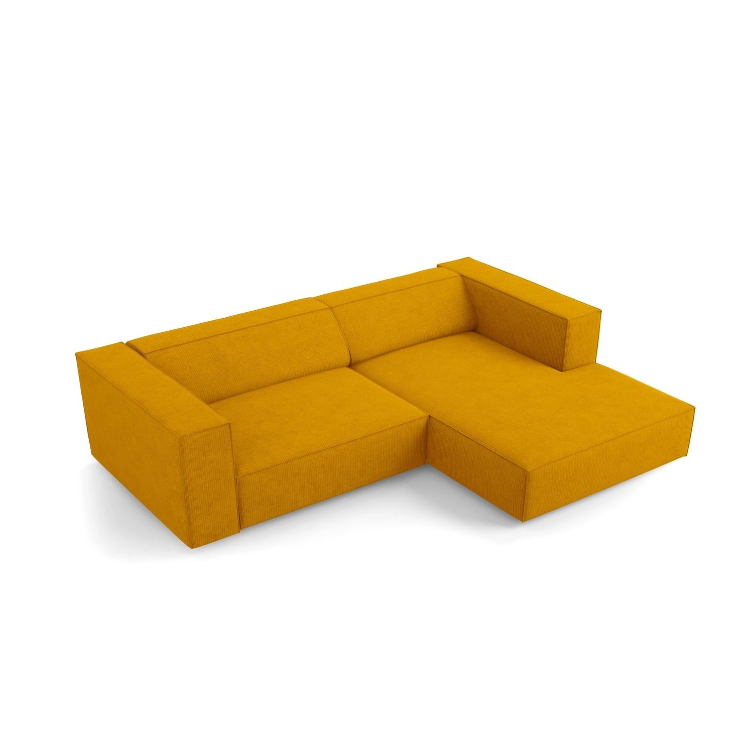 Arendal 3-Sitzer Ecksofa, Rechte Seite, aus Chenille mit Cordoptik in Senf (Brave Me 13), 224x166x70 cm von Cosmopolitan Design – Bild 5