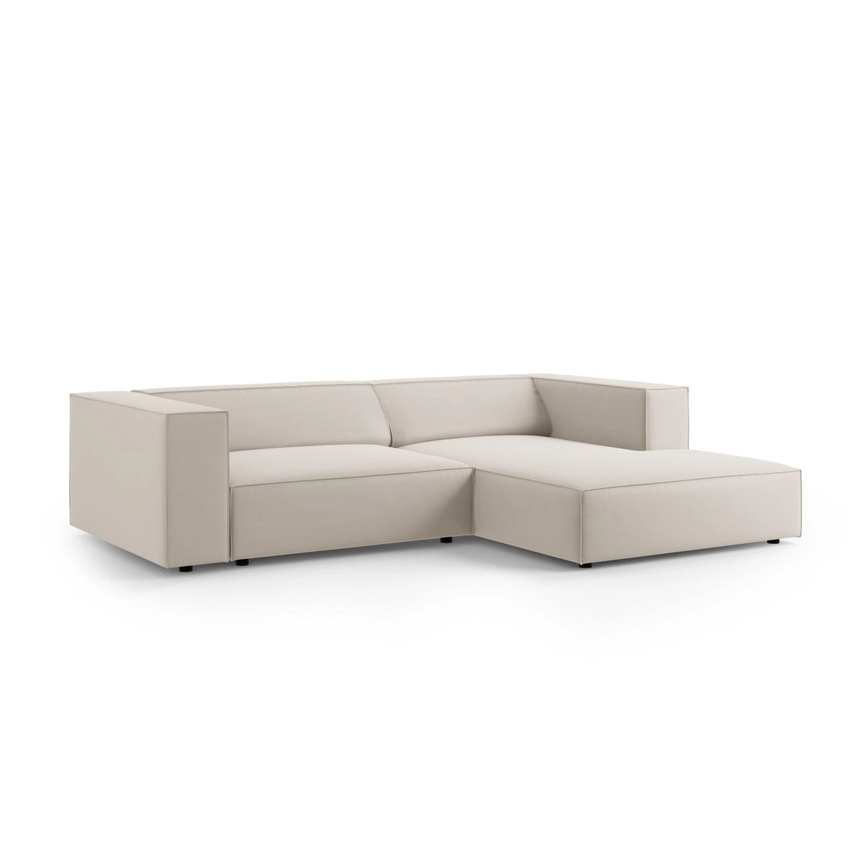 Arendal 3-Sitzer Ecksofa, Rechte Seite, aus Samt in Ecru (Casino Sand), 224x166x70 cm von Cosmopolitan Design – Bild 3