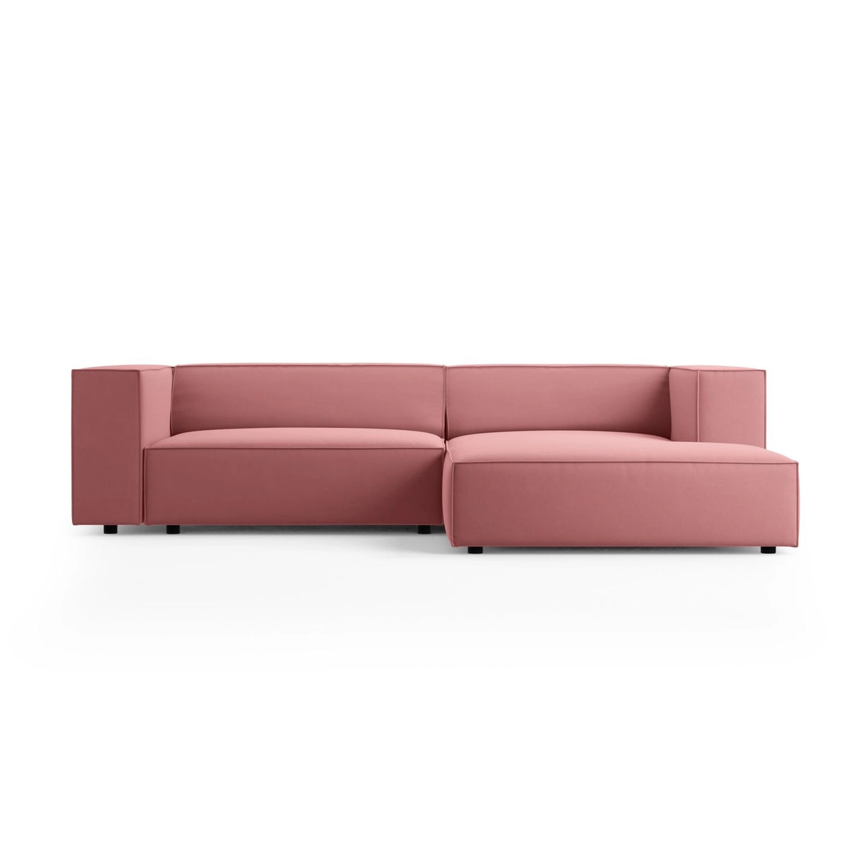 Arendal 3-Sitzer Ecksofa, Rechte Seite, aus Samt in Flamingo (Casino Salmon), 224x166x70 cm von Cosmopolitan Design – Bild 1