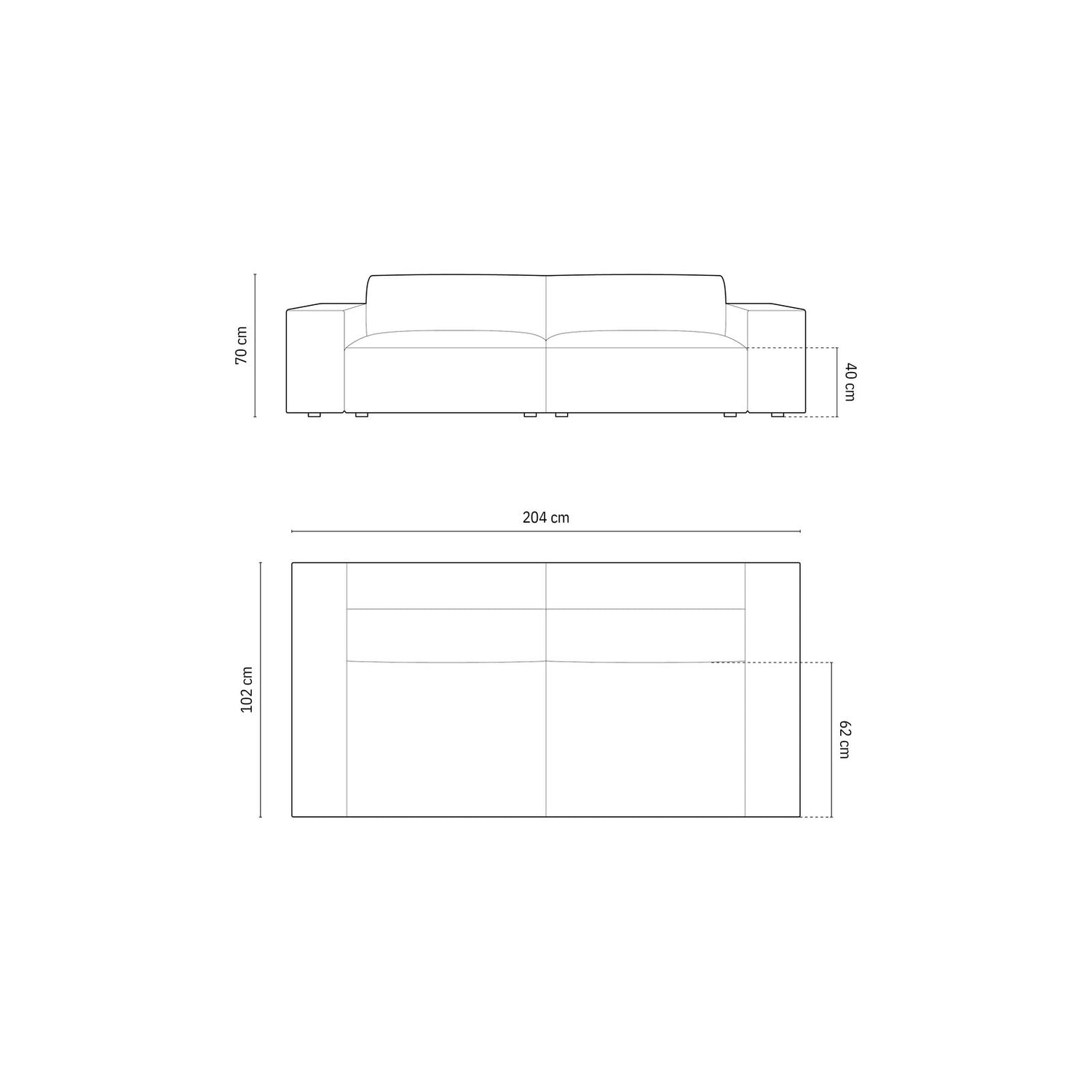 Arendal 3-Sitzer Sofa aus Chenille mit Cordoptik in Elfenbein (Brave Me 1), 204x102x70 cm von Cosmopolitan Design – Bild 2