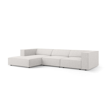 Arendal 4-Sitzer Ecksofa, Linke Seite, aus Chenille in Hellgrau (Haga 06), 284x166x70 cm von Cosmopolitan Design – Bild 3