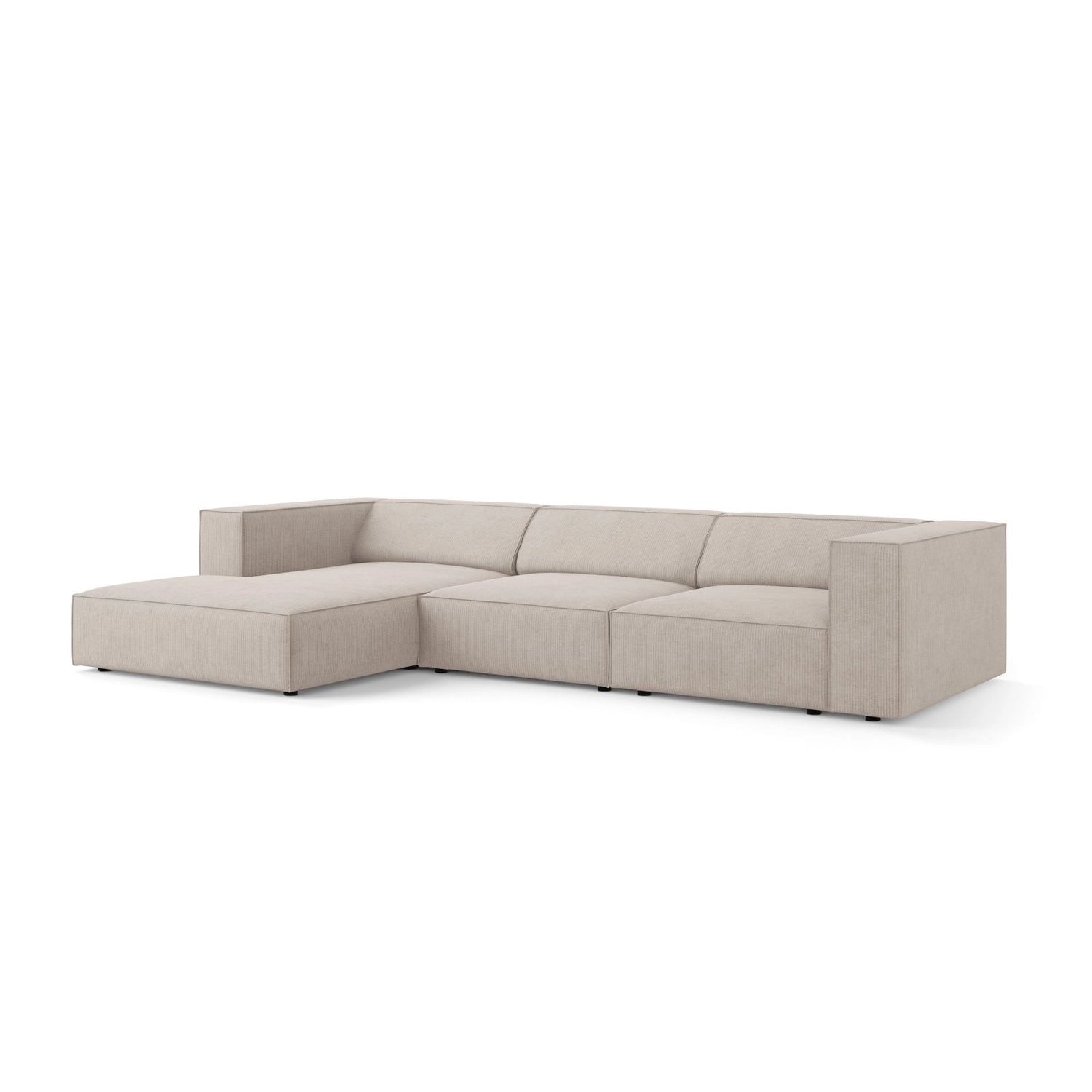 Arendal 4-Sitzer Ecksofa, Linke Seite, aus Chenille mit Cordoptik in Dunkelbeige (Brave Me 18), 284x166x70 cm von Cosmopolitan Design – Bild 3