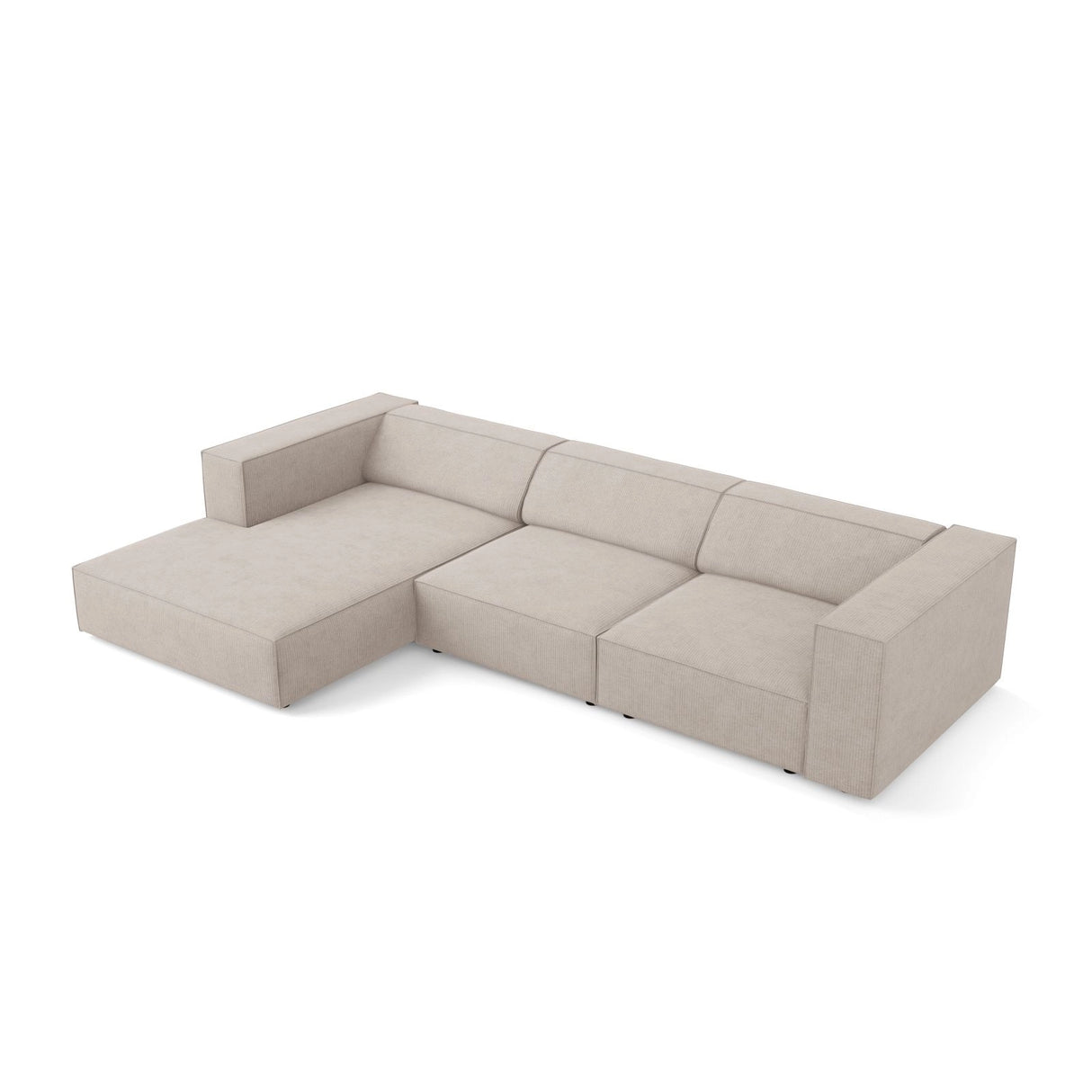 Arendal 4-Sitzer Ecksofa, Linke Seite, aus Chenille mit Cordoptik in Dunkelbeige (Brave Me 18), 284x166x70 cm von Cosmopolitan Design – Bild 5