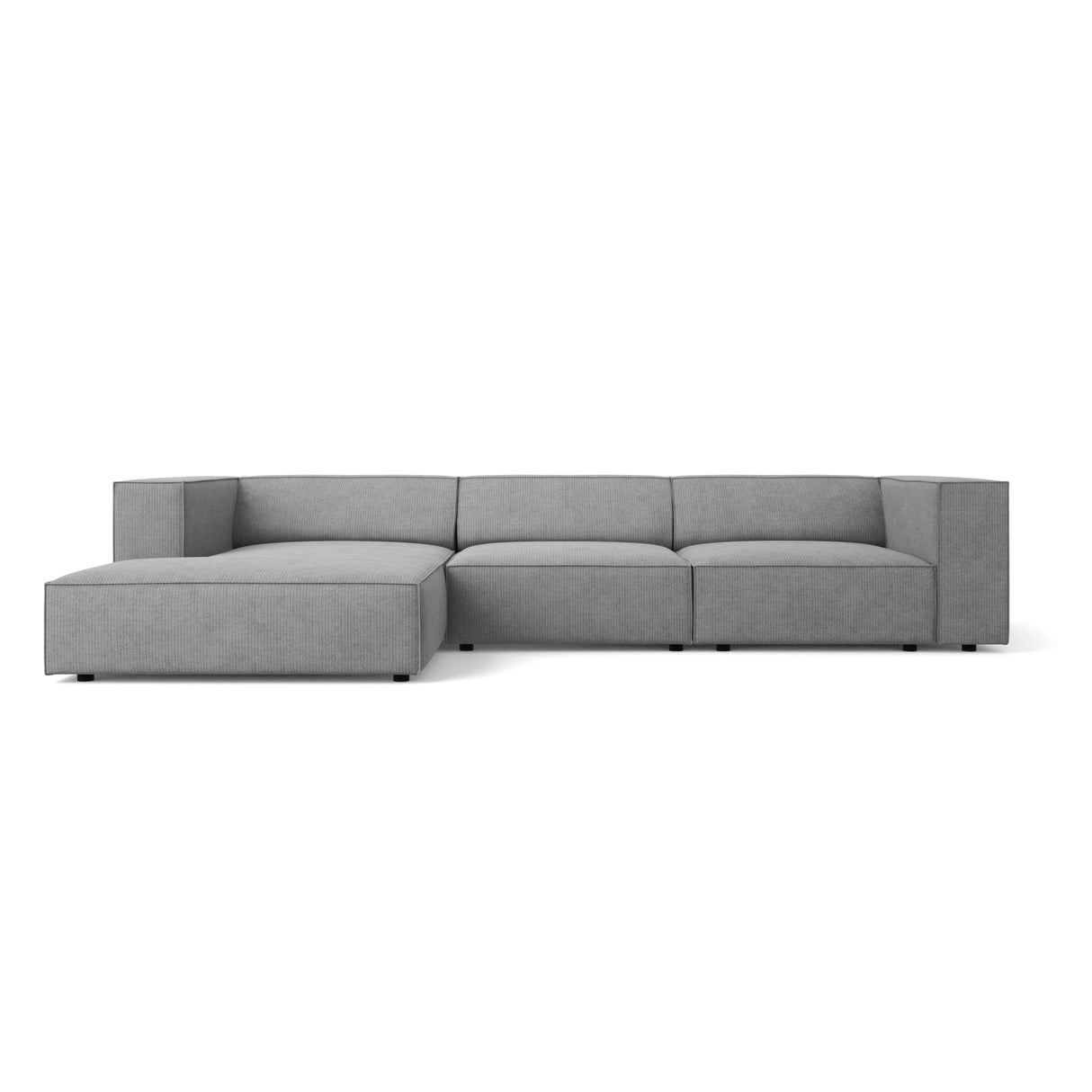 Arendal 4-Sitzer Ecksofa, Linke Seite, aus Chenille mit Cordoptik in Dunkelgrau (Brave Me 3), 284x166x70 cm von Cosmopolitan Design – Bild 1