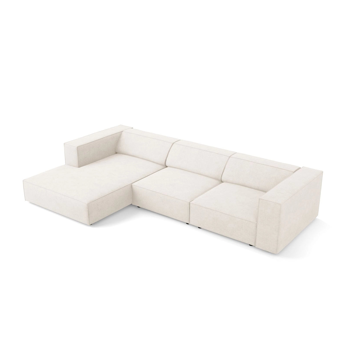 Arendal 4-Sitzer Ecksofa, Linke Seite, aus Chenille mit Cordoptik in Elfenbein (Brave Me 1), 284x166x70 cm von Cosmopolitan Design – Bild 5