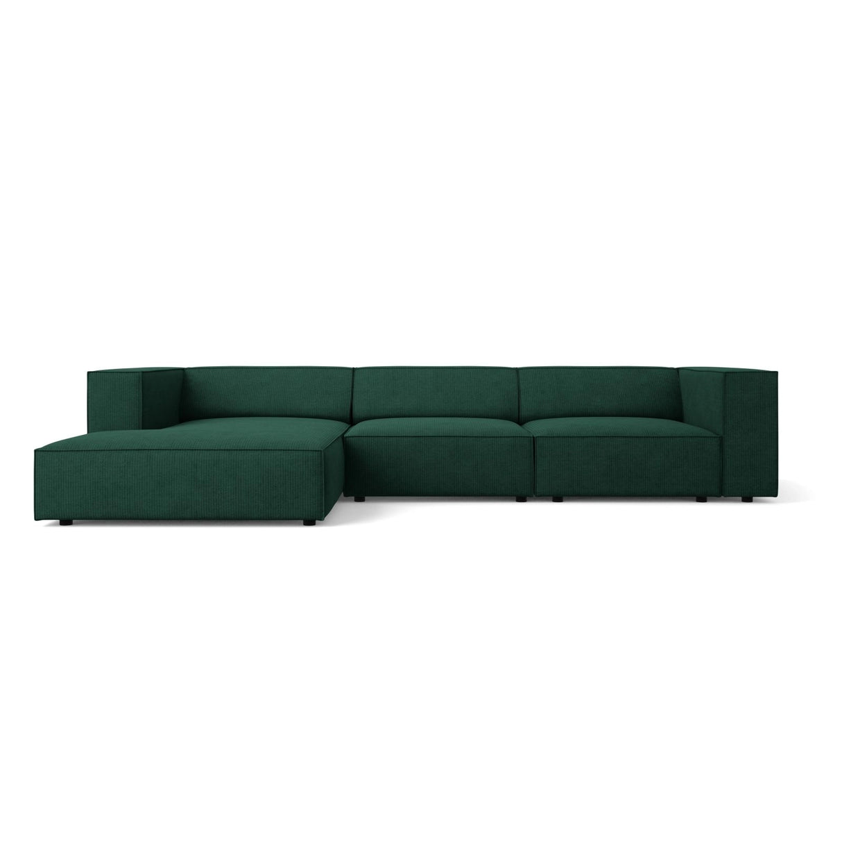Arendal 4-Sitzer Ecksofa, Linke Seite, aus Chenille mit Cordoptik in Flaschengrün (Brave Me 10), 284x166x70 cm von Cosmopolitan Design – Bild 1