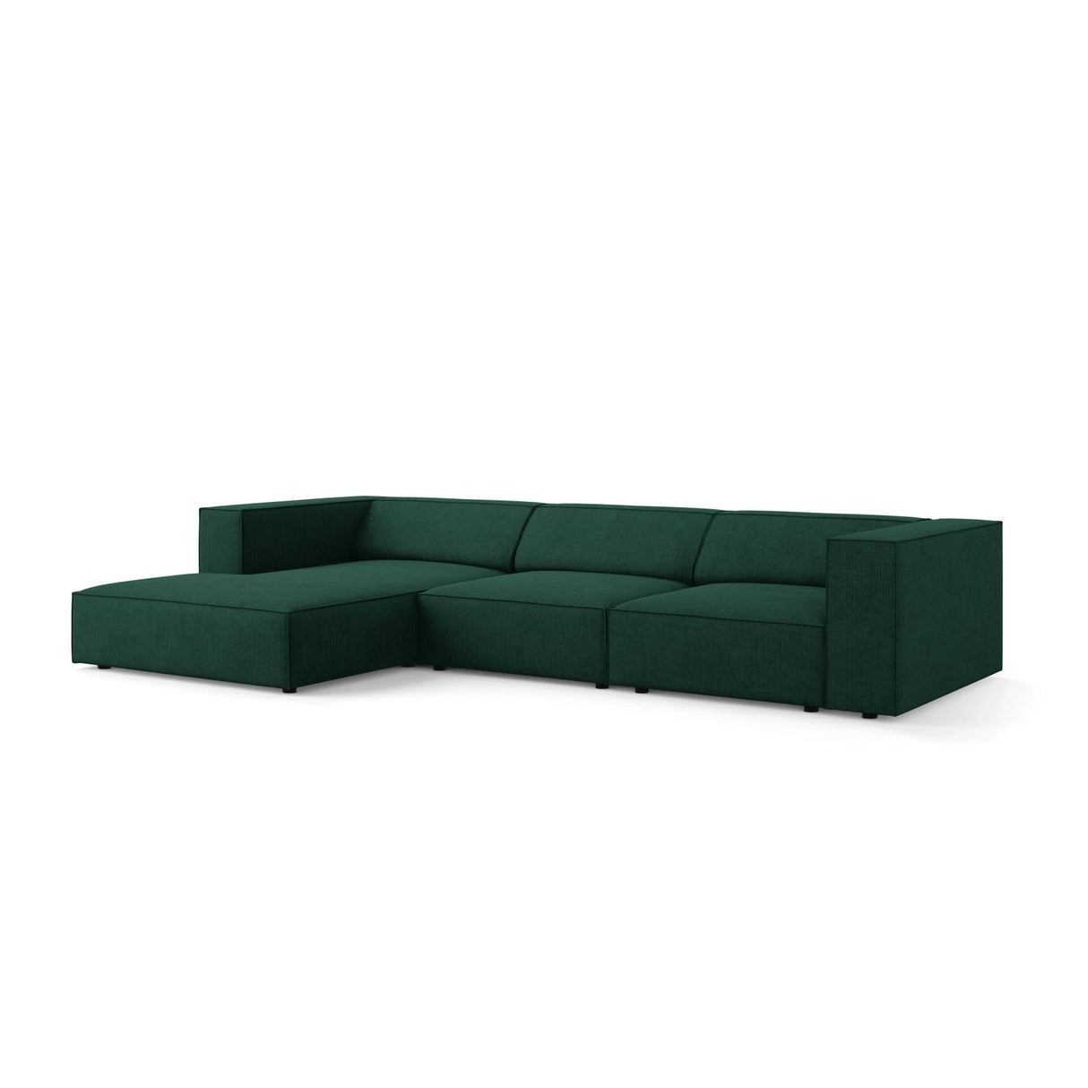 Arendal 4-Sitzer Ecksofa, Linke Seite, aus Chenille mit Cordoptik in Flaschengrün (Brave Me 10), 284x166x70 cm von Cosmopolitan Design – Bild 3