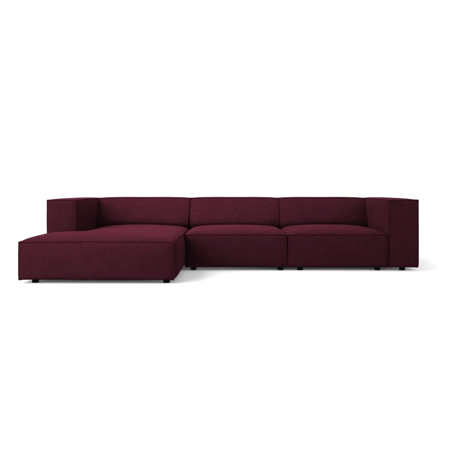 Arendal 4-Sitzer Ecksofa, Linke Seite, aus Chenille mit Cordoptik in Rubin (Brave Me 8), 284x166x70 cm von Cosmopolitan Design – Bild 1