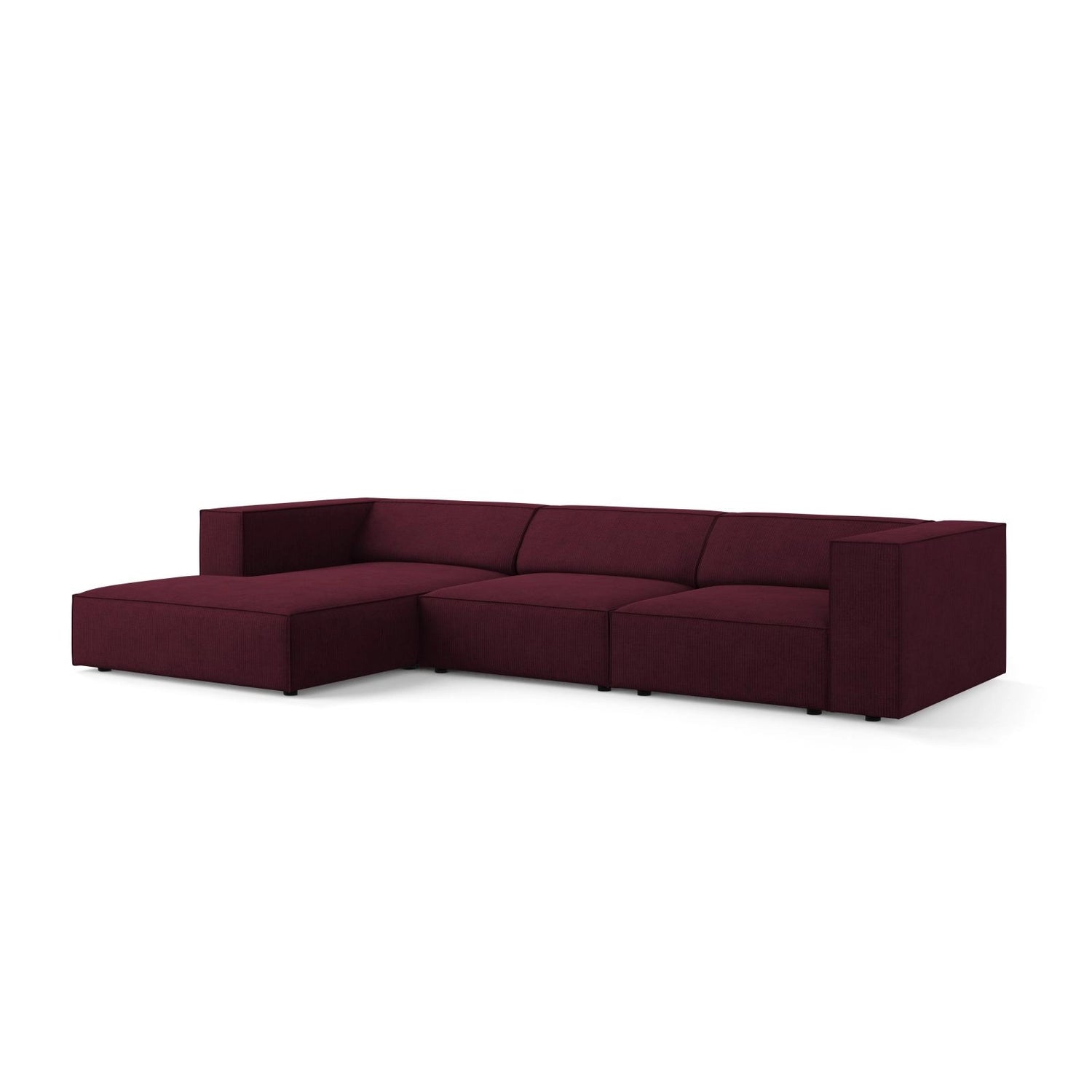 Arendal 4-Sitzer Ecksofa, Linke Seite, aus Chenille mit Cordoptik in Rubin (Brave Me 8), 284x166x70 cm von Cosmopolitan Design – Bild 3