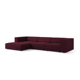 Arendal 4-Sitzer Ecksofa, Linke Seite, aus Chenille mit Cordoptik in Rubin (Brave Me 8), 284x166x70 cm von Cosmopolitan Design – Bild 3