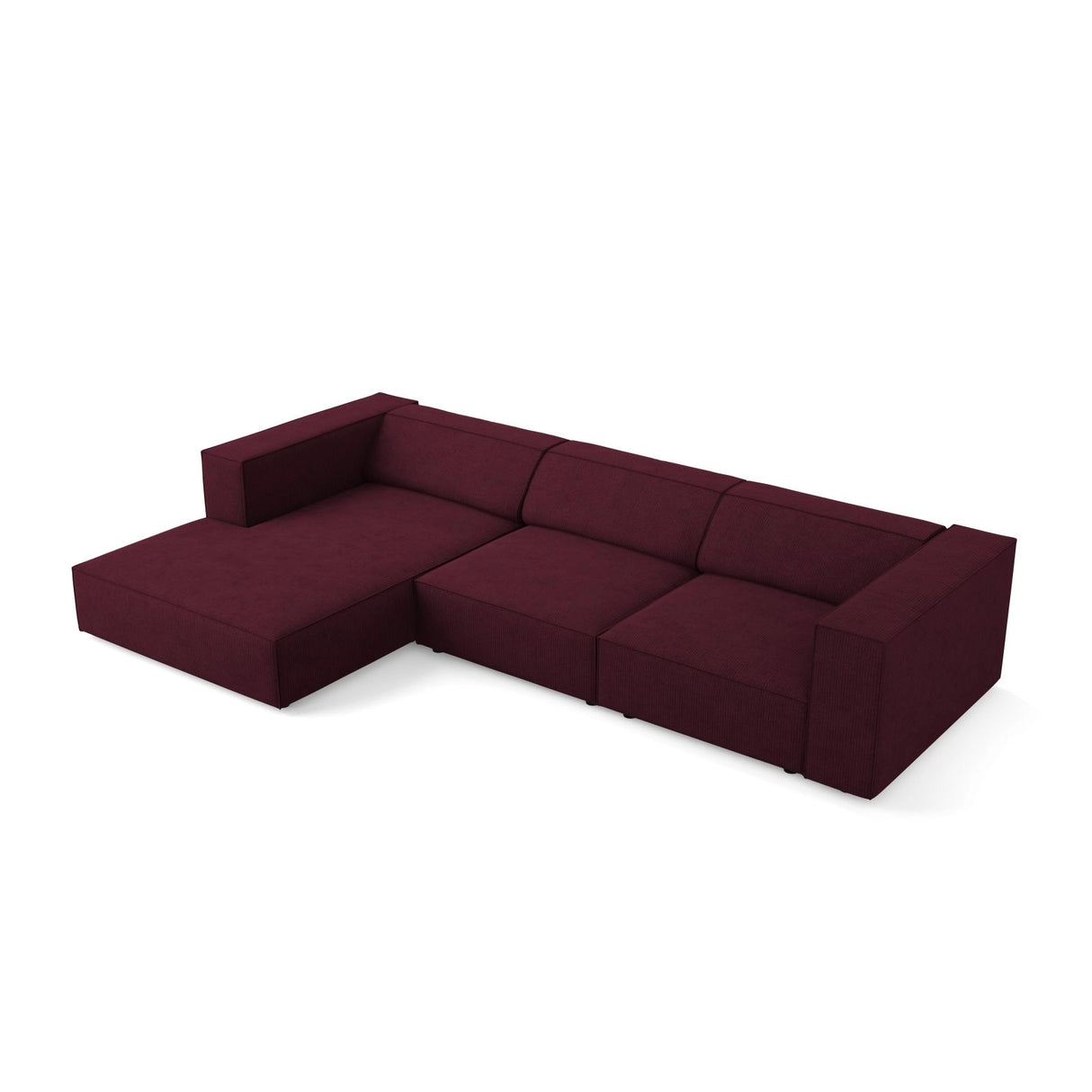 Arendal 4-Sitzer Ecksofa, Linke Seite, aus Chenille mit Cordoptik in Rubin (Brave Me 8), 284x166x70 cm von Cosmopolitan Design – Bild 5