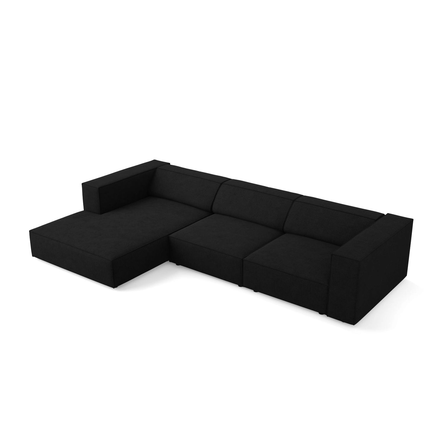 Arendal 4-Sitzer Ecksofa, Linke Seite, aus Chenille mit Cordoptik in Schwarz (Brave Me 6), 284x166x70 cm von Cosmopolitan Design – Bild 5