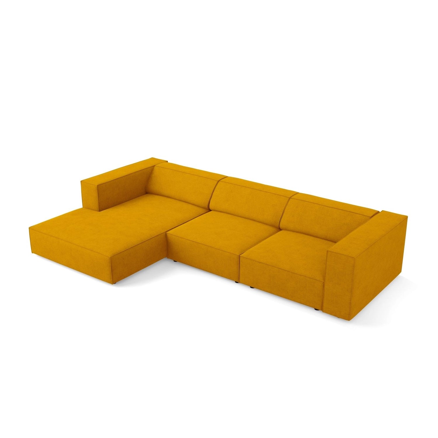 Arendal 4-Sitzer Ecksofa, Linke Seite, aus Chenille mit Cordoptik in Senf (Brave Me 13), 284x166x70 cm von Cosmopolitan Design – Bild 5