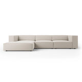Arendal 4-Sitzer Ecksofa, Linke Seite, aus Samt in Ecru (Casino Sand), 284x166x70 cm von Cosmopolitan Design – Bild 1