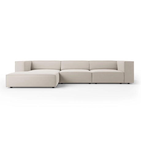 Arendal 4-Sitzer Ecksofa, Linke Seite, aus Samt in Ecru (Casino Sand), 284x166x70 cm von Cosmopolitan Design – Bild 1
