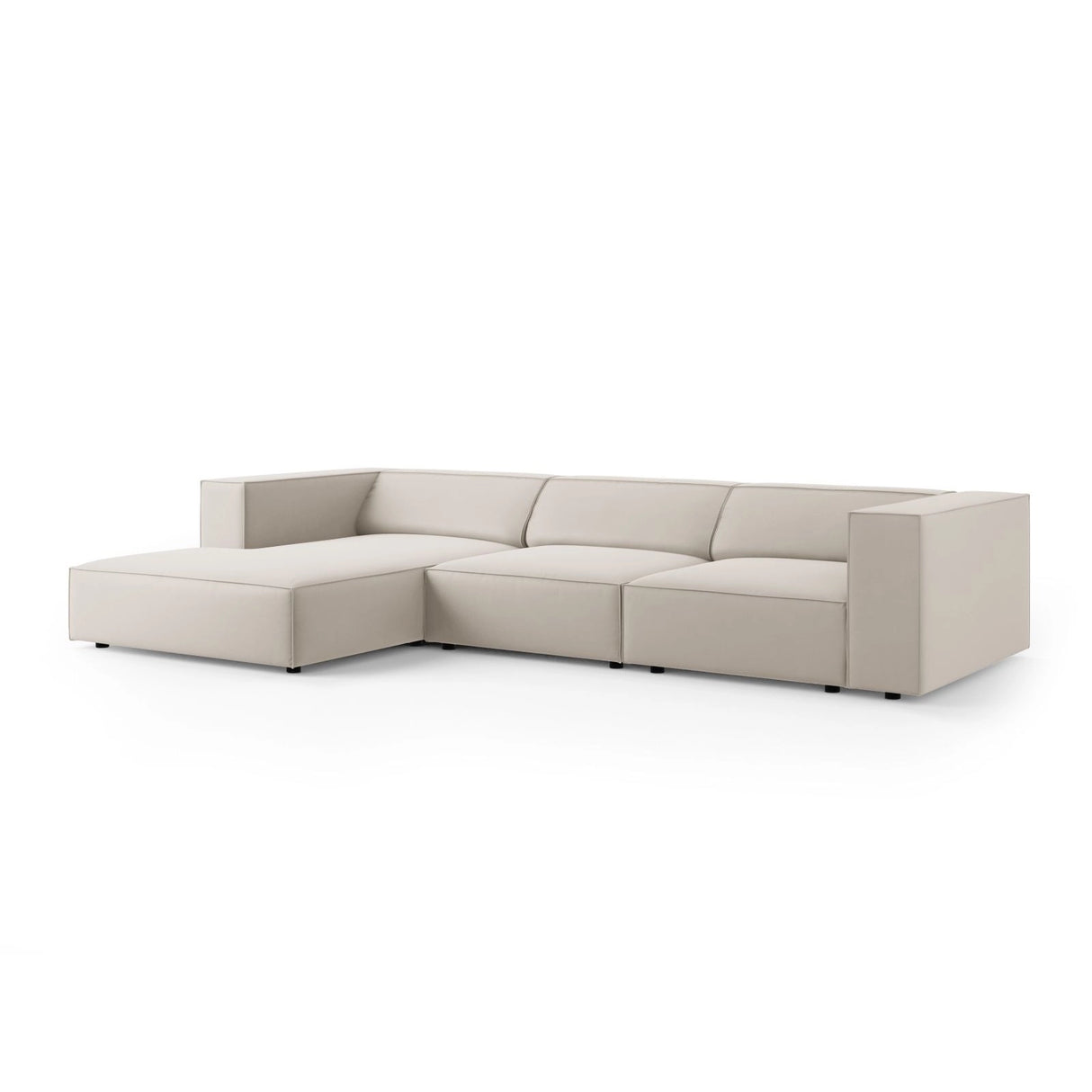 Arendal 4-Sitzer Ecksofa, Linke Seite, aus Samt in Ecru (Casino Sand), 284x166x70 cm von Cosmopolitan Design – Bild 3