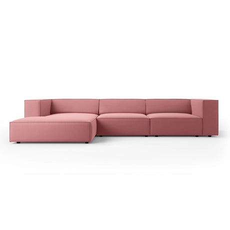 Arendal 4-Sitzer Ecksofa, Linke Seite, aus Samt in Flamingo (Casino Salmon), 284x166x70 cm von Cosmopolitan Design – Bild 1