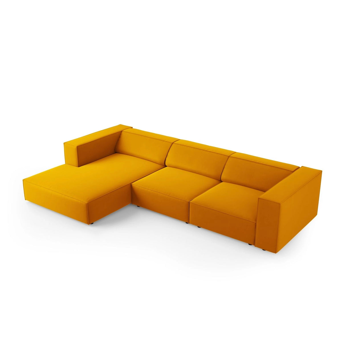 Arendal 4-Sitzer Ecksofa, Linke Seite, aus Samt in Gelb (Casino Mostaza), 284x166x70 cm von Cosmopolitan Design – Bild 5