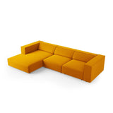 Arendal 4-Sitzer Ecksofa, Linke Seite, aus Samt in Gelb (Casino Mostaza), 284x166x70 cm von Cosmopolitan Design – Bild 5