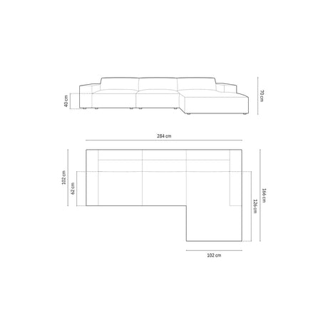 Arendal 4-Sitzer Ecksofa, Rechte Seite, aus Chenille in Terrakotta (Haga 44), 284x166x70 cm von Cosmopolitan Design – Bild 2