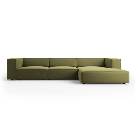 Arendal 4-Sitzer Ecksofa, Rechte Seite, aus Samt in Hellgrün (Casino Forest), 284x166x70 cm von Cosmopolitan Design – Bild 1