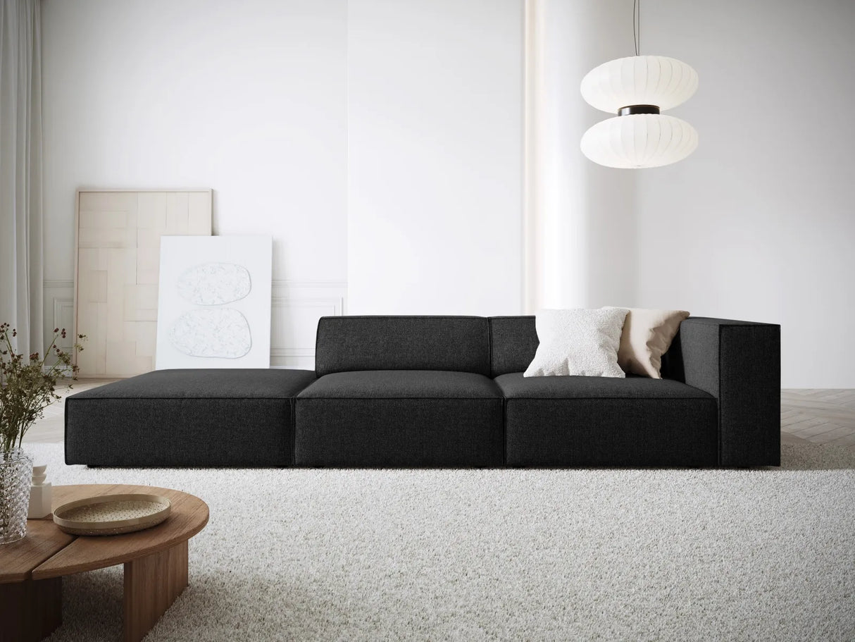 Arendal 4-Sitzer Sofa, Linksseitig, aus Chenille in Schwarz (Haga 19), Beine aus Schwarzes Plastik, 262x102x70 cm von Cosmopolitan Design – Bild 2