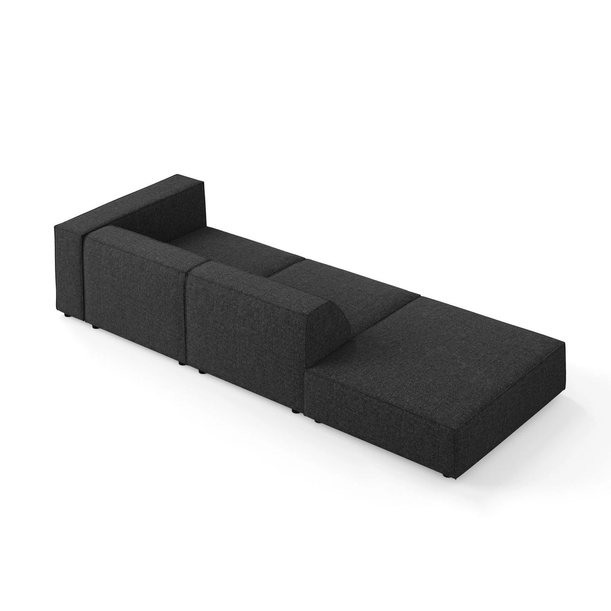 Arendal 4-Sitzer Sofa, Linksseitig, aus Chenille in Schwarz (Haga 19), Beine aus Schwarzes Plastik, 262x102x70 cm von Cosmopolitan Design – Bild 5