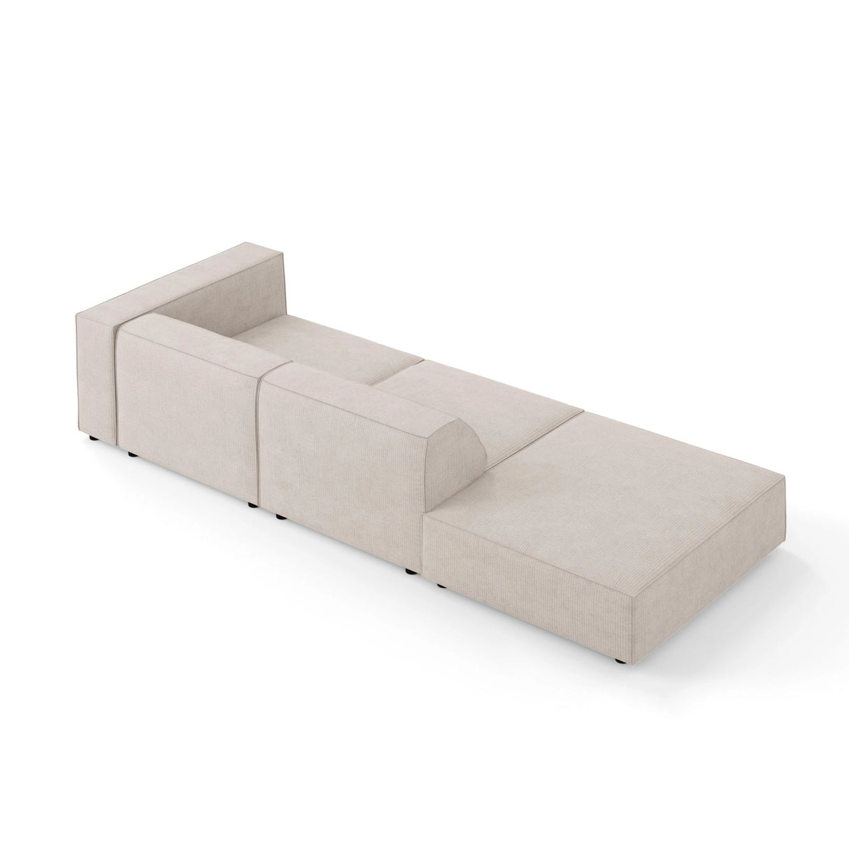 Arendal 4-Sitzer Sofa, Linksseitig, aus Chenille mit Cordoptik in Dunkelbeige (Brave Me 18), Beine aus Schwarzes Plastik, 262x102x70 cm von Cosmopolitan Design – Bild 4