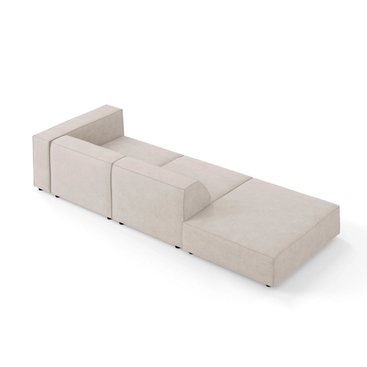 Arendal 4-Sitzer Sofa, Linksseitig, aus Chenille mit Cordoptik in Dunkelbeige (Brave Me 18), Beine aus Schwarzes Plastik, 262x102x70 cm von Cosmopolitan Design – Bild 4