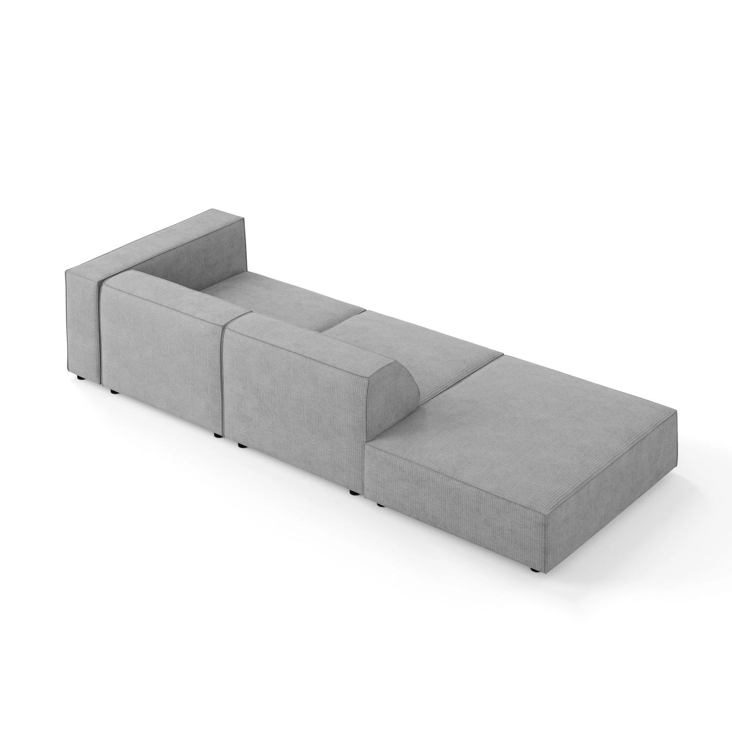 Arendal 4-Sitzer Sofa, Linksseitig, aus Chenille mit Cordoptik in Dunkelgrau (Brave Me 3), Beine aus Schwarzes Plastik, 262x102x70 cm von Cosmopolitan Design – Bild 4