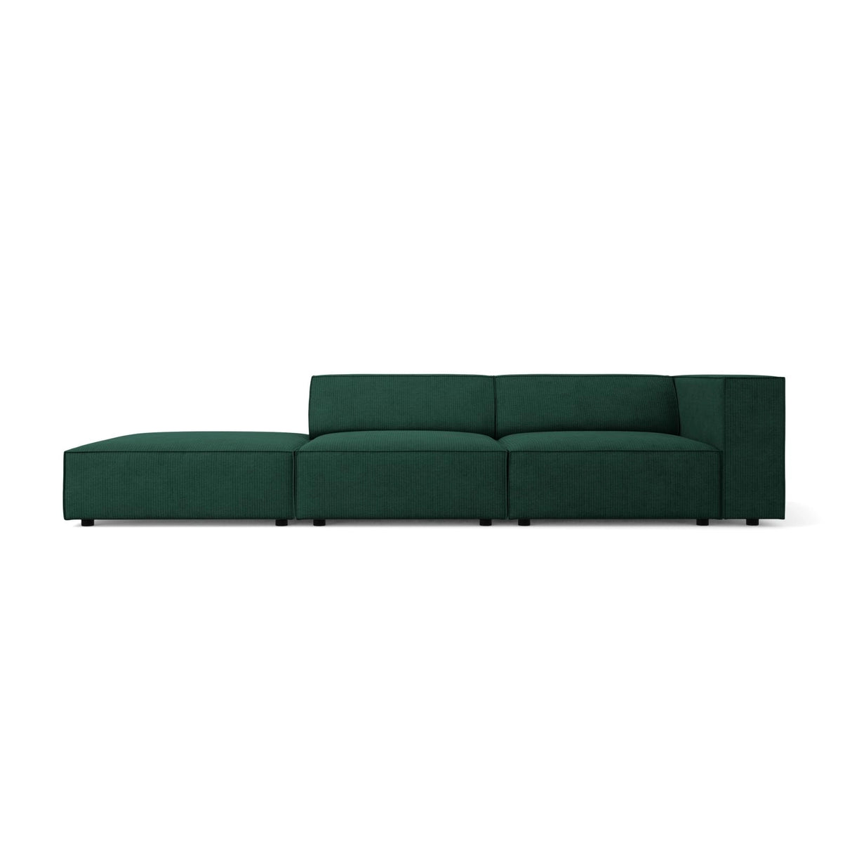 Arendal 4-Sitzer Sofa, Linksseitig, aus Chenille mit Cordoptik in Flaschengrün (Brave Me 10), Beine aus Schwarzes Plastik, 262x102x70 cm von Cosmopolitan Design – Bild 1