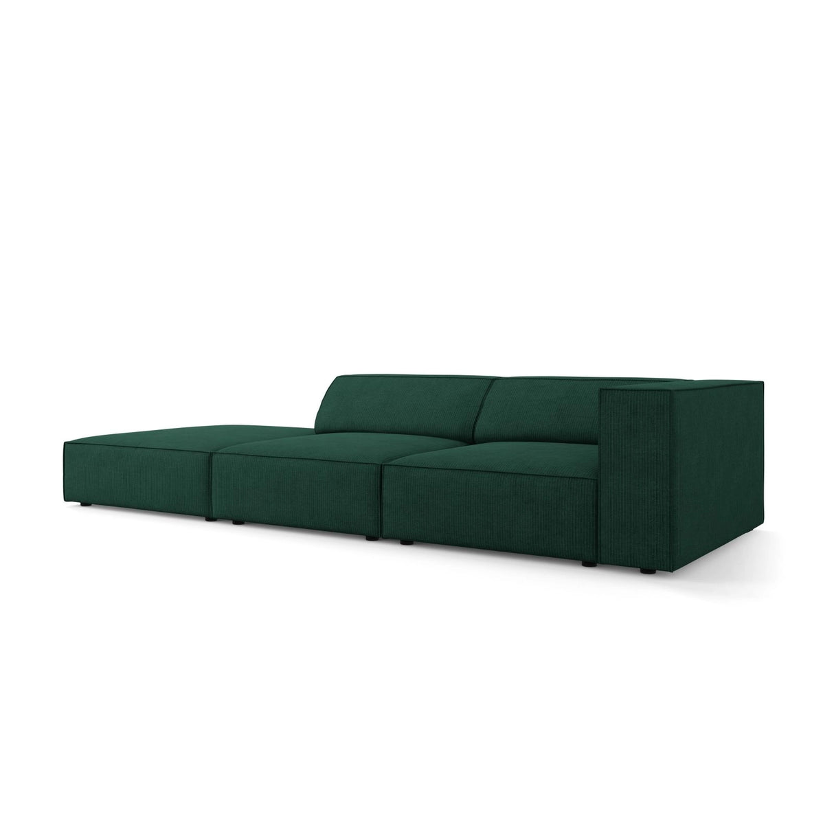 Arendal 4-Sitzer Sofa, Linksseitig, aus Chenille mit Cordoptik in Flaschengrün (Brave Me 10), Beine aus Schwarzes Plastik, 262x102x70 cm von Cosmopolitan Design – Bild 3