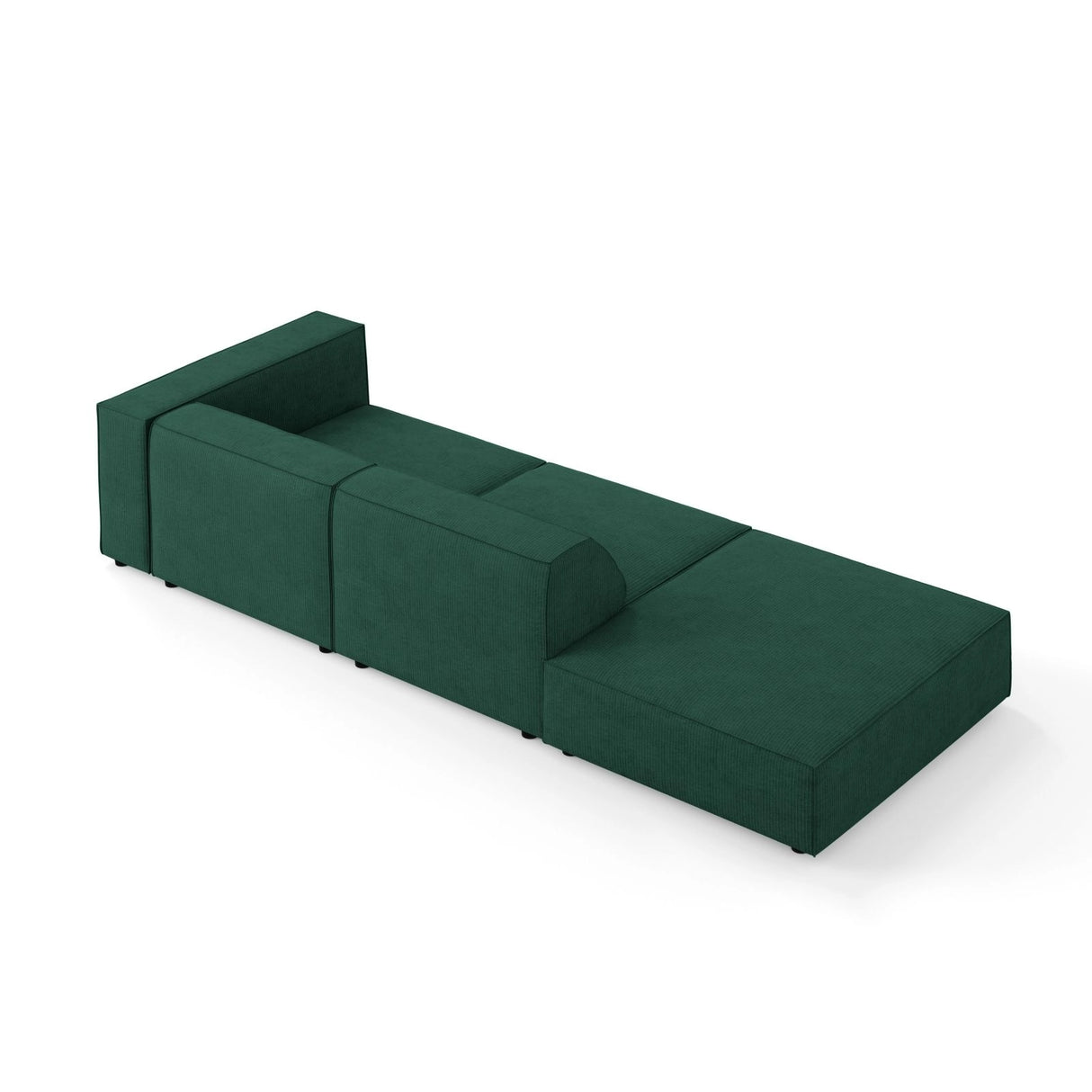Arendal 4-Sitzer Sofa, Linksseitig, aus Chenille mit Cordoptik in Flaschengrün (Brave Me 10), Beine aus Schwarzes Plastik, 262x102x70 cm von Cosmopolitan Design – Bild 4