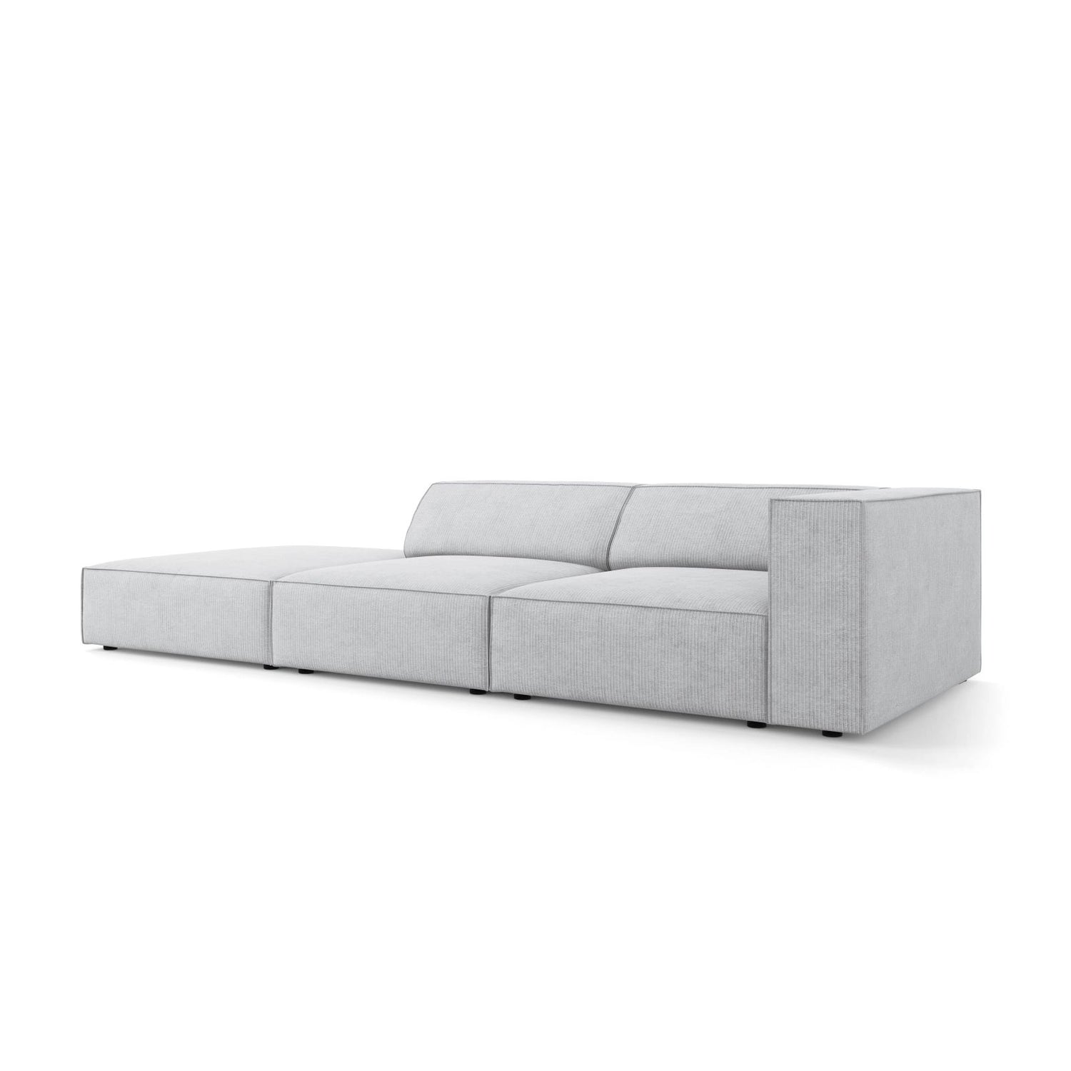 Arendal 4-Sitzer Sofa, Linksseitig, aus Chenille mit Cordoptik in Hellgrau (Brave Me 2), Beine aus Schwarzes Plastik, 262x102x70 cm von Cosmopolitan Design – Bild 3
