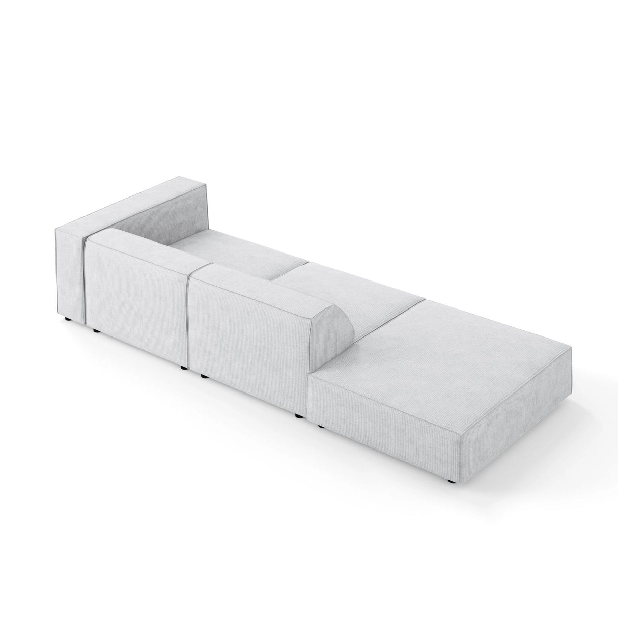 Arendal 4-Sitzer Sofa, Linksseitig, aus Chenille mit Cordoptik in Hellgrau (Brave Me 2), Beine aus Schwarzes Plastik, 262x102x70 cm von Cosmopolitan Design – Bild 4