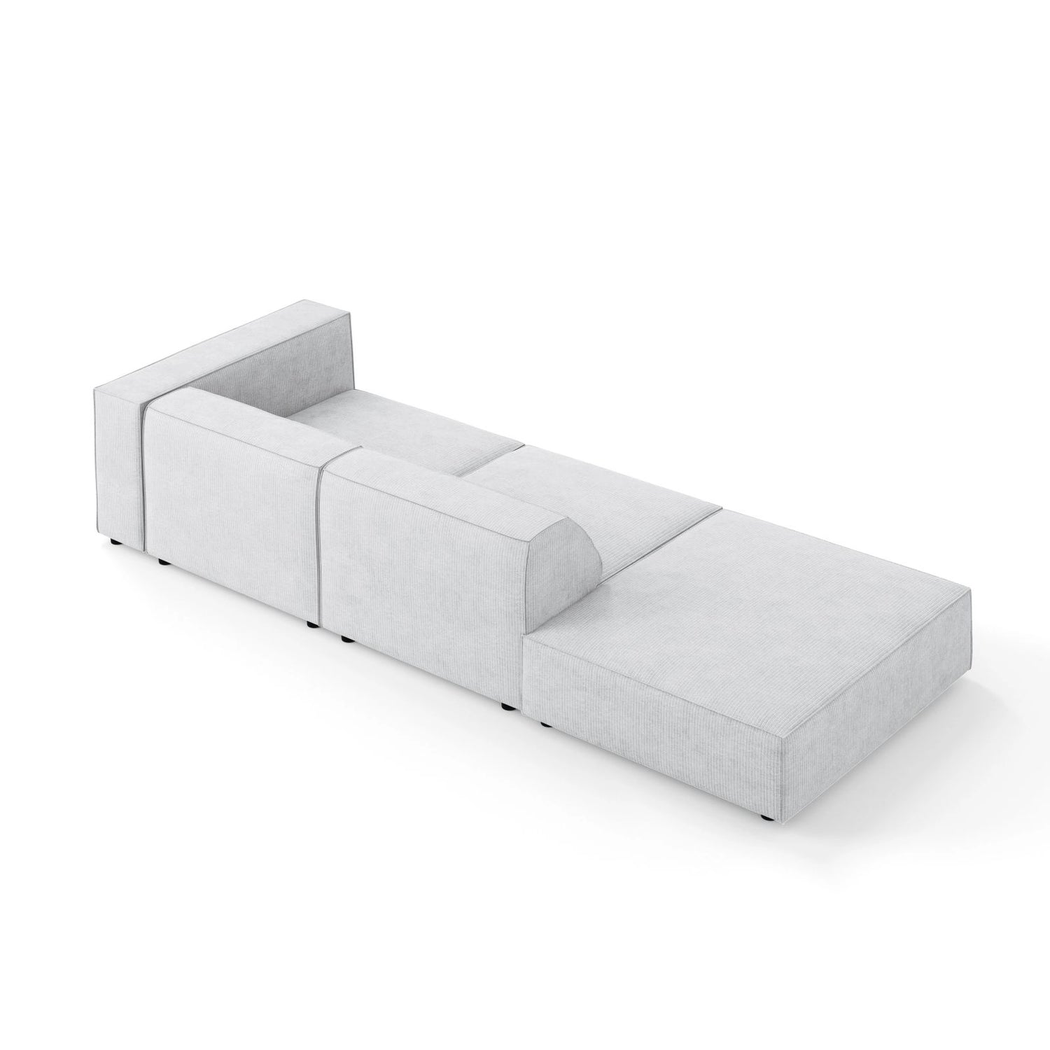 Arendal 4-Sitzer Sofa, Linksseitig, aus Chenille mit Cordoptik in Hellgrau (Brave Me 2), Beine aus Schwarzes Plastik, 262x102x70 cm von Cosmopolitan Design – Bild 4